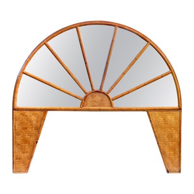 Rattan & Bamboo Arched Headboard With Mirror, Italy, 1960s-LYQ-1171215