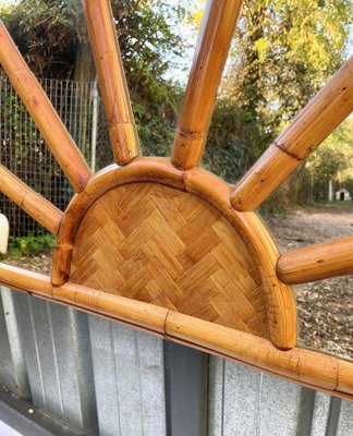 Rattan & Bamboo Arched Headboard With Mirror, Italy, 1960s-LYQ-1171215