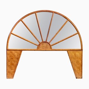 Rattan & Bamboo Arched Headboard With Mirror, Italy, 1960s-LYQ-1171215