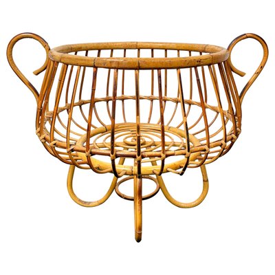 Rattan & Bamboo Basket, Italy, 1960s-LYQ-1171387