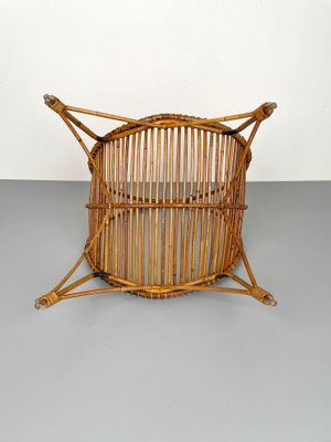 Rattan & Bamboo Curved Magazine Rack, Italy, 1960s-LYQ-1171403