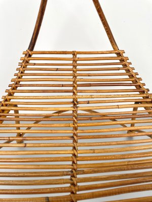 Rattan & Bamboo Curved Magazine Rack, Italy, 1960s-LYQ-1171403