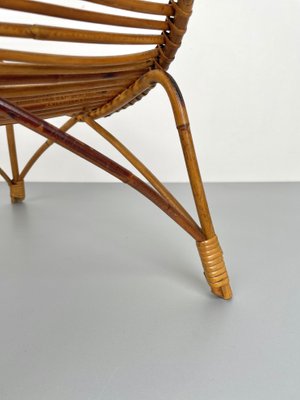 Rattan & Bamboo Curved Magazine Rack, Italy, 1960s-LYQ-1171403