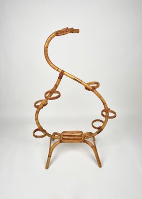 Rattan & Bamboo Flower Stand Plant Holder, Italy, 1960s-LYQ-1171315