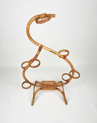 Rattan & Bamboo Flower Stand Plant Holder, Italy, 1960s-LYQ-1171315