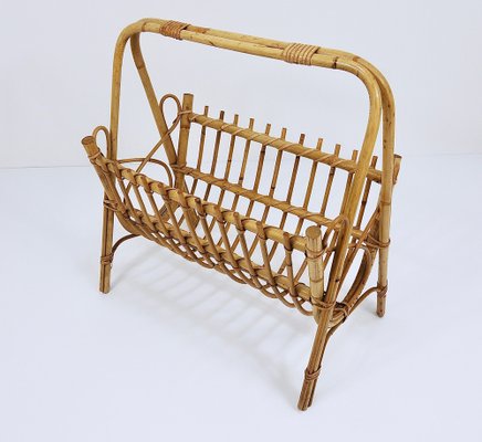 Rattan Bamboo Magazine Rack, France, 1950s-MWV-1805068