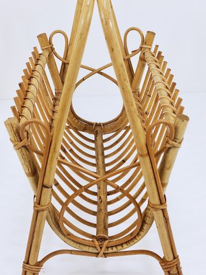 Rattan Bamboo Magazine Rack, France, 1950s-MWV-1805068