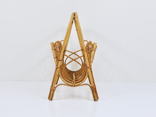 Rattan Bamboo Magazine Rack, France, 1950s-MWV-1805068