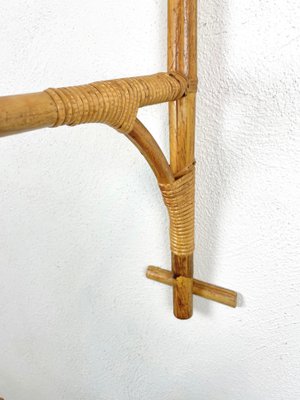 Rattan & Bamboo Wall Stand Flower Plant Holder, Italy, 1960s-LYQ-1171453