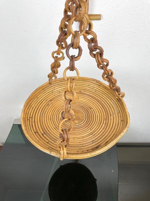 Rattan & Bamboo Wall Stand Flower Plant Holder, Italy, 1960s-LYQ-1171453