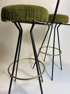 Rattan & Brass Bar Stools by Herta Maria Witzemann for Hugo Müller, 1950s, Set of 2-HKY-1767055