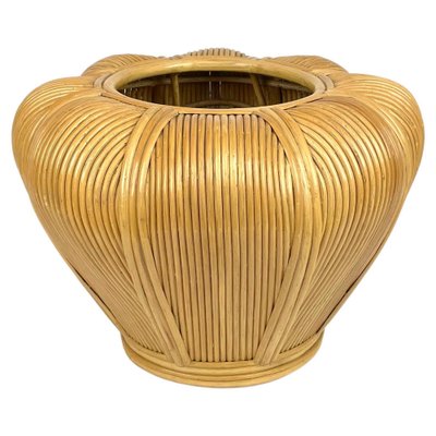 Rattan Cachepot Vase or Plant Holder, Italy, 1970s-LYQ-1258003