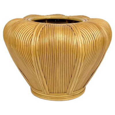 Rattan Cachepot Vase or Plant Holder, Italy, 1970s-LYQ-1258003