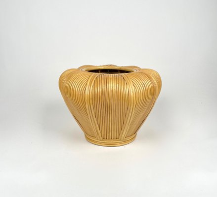 Rattan Cachepot Vase or Plant Holder, Italy, 1970s-LYQ-1258003