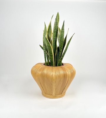 Rattan Cachepot Vase or Plant Holder, Italy, 1970s-LYQ-1258003