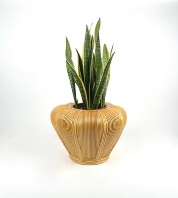 Rattan Cachepot Vase or Plant Holder, Italy, 1970s-LYQ-1258003