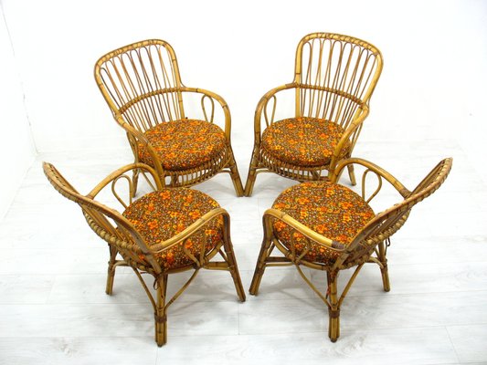 Rattan Chairs, 1970s, Set of 4-WVA-1749102