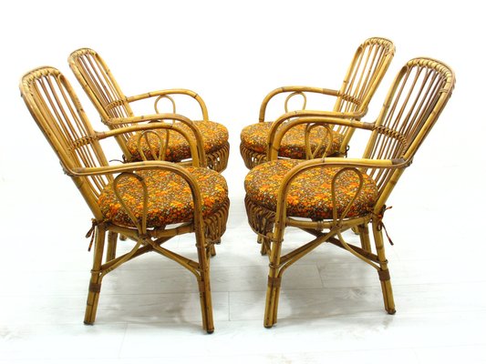 Rattan Chairs, 1970s, Set of 4-WVA-1749102