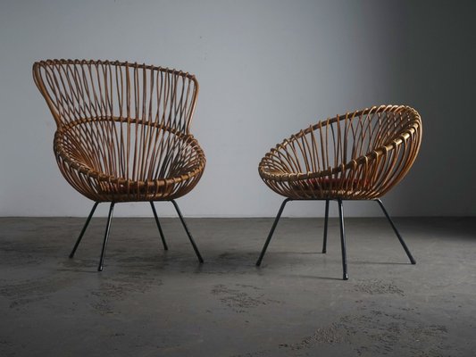 Rattan Chairs in the style of Franco Albini, 1960s, Set of 2-RPY-1797342