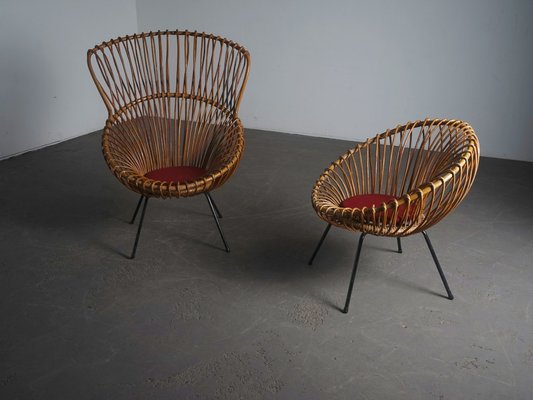 Rattan Chairs in the style of Franco Albini, 1960s, Set of 2-RPY-1797342