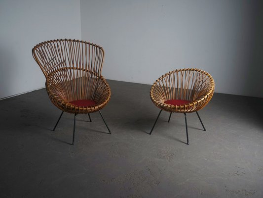 Rattan Chairs in the style of Franco Albini, 1960s, Set of 2-RPY-1797342