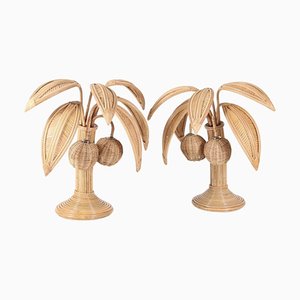 Rattan Coconut Lamps, 1980s, Set of 2-DSC-1755195