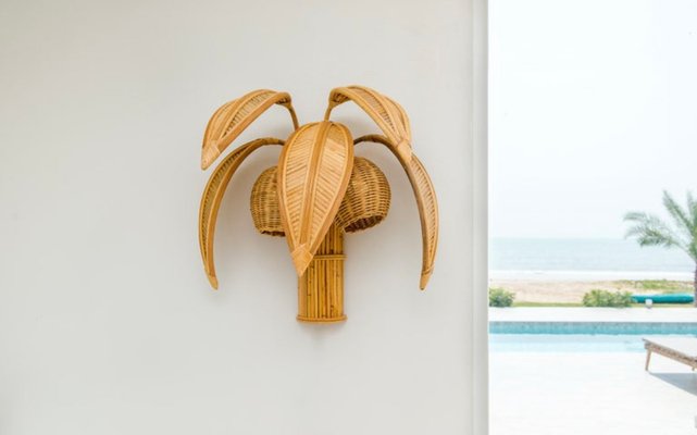 Rattan Coconut Wall Light, 1990s-DSC-1756862