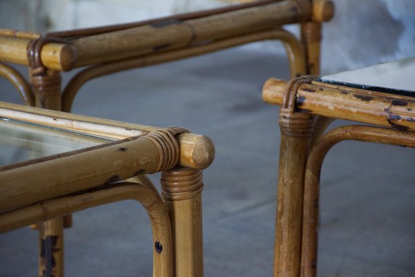 Rattan Coffee Tables, 1950s, Set of 14-LA-1357220