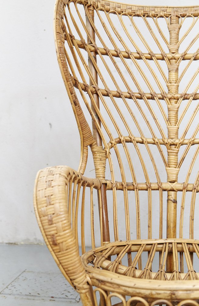 Rattan Conte Biancamano Chair by Gio Ponti, 1950s