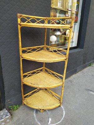 Rattan Corner Shelf, 1960s-EAD-658755