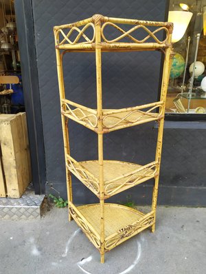 Rattan Corner Shelf, 1960s-EAD-658755