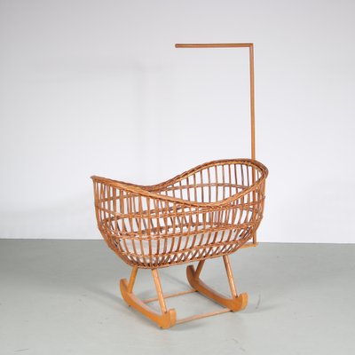 Rattan Cradle, Netherlands, 1950s-DV-1782676