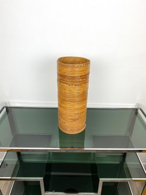 Rattan Cylindrical Umbrella Stand Basket, Italy, 1960s-LYQ-1171634