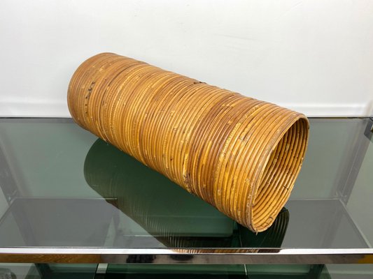 Rattan Cylindrical Umbrella Stand Basket, Italy, 1960s-LYQ-1171634