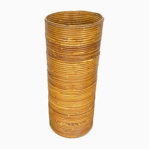 Rattan Cylindrical Umbrella Stand Basket, Italy, 1960s-LYQ-1171634