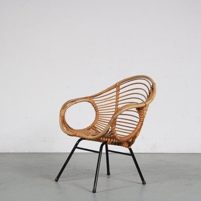 Rattan Easy Chair by Rohé Noordwolde, the Netherlands, 1950s-DV-1371113