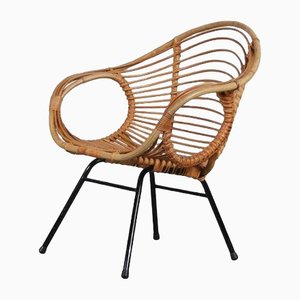 Rattan Easy Chair by Rohé Noordwolde, the Netherlands, 1950s-DV-1371113