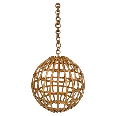 Rattan Globe Pendant Lamp, Italy, 1960s-LYQ-1230678