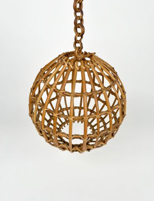 Rattan Globe Pendant Lamp, Italy, 1960s-LYQ-1230678