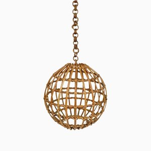 Rattan Globe Pendant Lamp, Italy, 1960s-LYQ-1230678