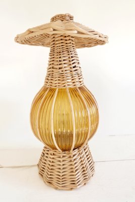 Rattan Lantern Lamp with Glass Globe-AT-1730352