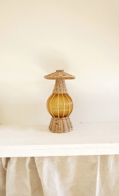 Rattan Lantern Lamp with Glass Globe-AT-1730352