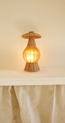 Rattan Lantern Lamp with Glass Globe-AT-1730352