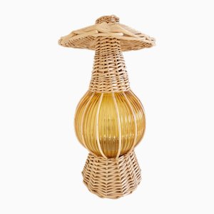 Rattan Lantern Lamp with Glass Globe-AT-1730352