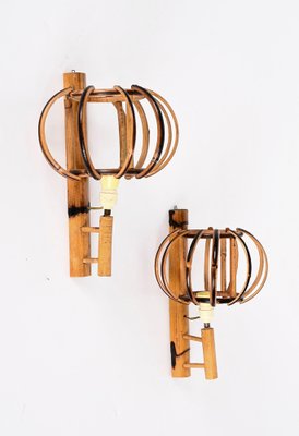 Rattan Lantern Sconces attributed to Louis Sognot, 1960s, Set of 2-JDR-1388284