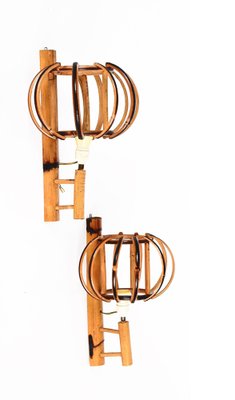 Rattan Lantern Sconces attributed to Louis Sognot, 1960s, Set of 2-JDR-1388284