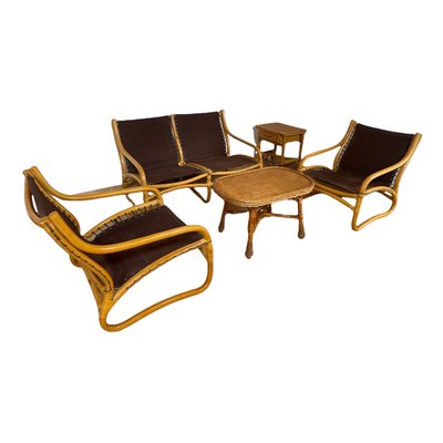 Rattan Living Room Furniture, Sweden, 1960s, Set of 3-SDV-1080184