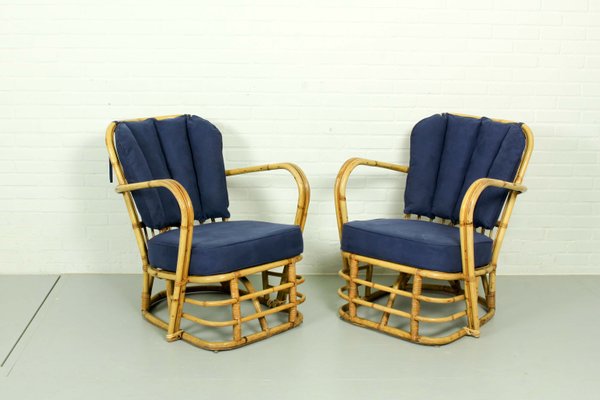 Rattan Living Room Set, 1950s, Set of 3-ZA-843716