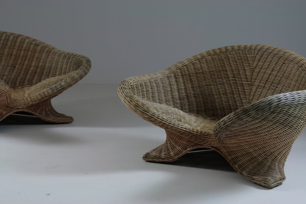 Rattan Lotus Armchairs, 1970s, Set of 2-OTV-2031427