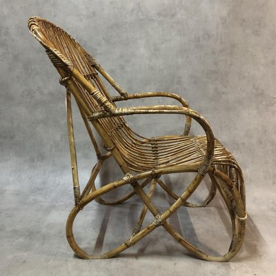 Rattan Lounge Chair, 1950s-SDV-704870